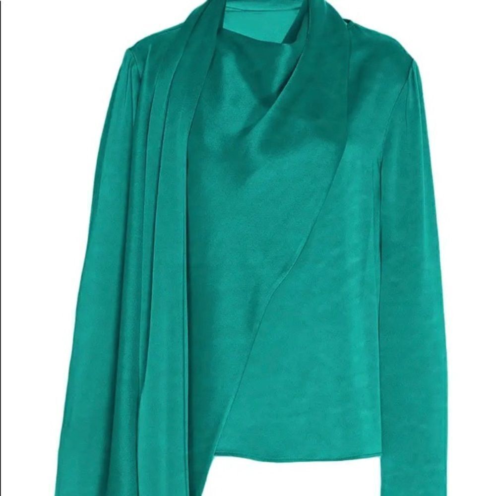 Sally LaPointe Scarf-Neck Satin Top